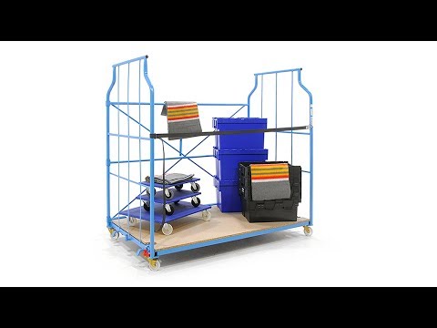 Rolcontainer huren meubeltransportwagen L-frame nestbaar