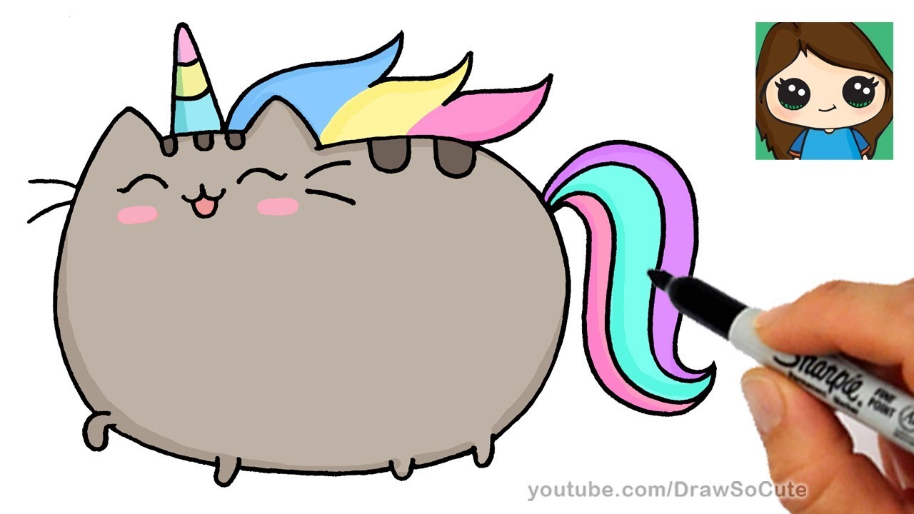 How to Draw Pusheen Unicorn Easy