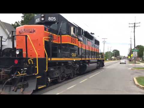 Locomotive Runs Down The Center Of The Street!!  Michigan City Indiana Street Running Trains!