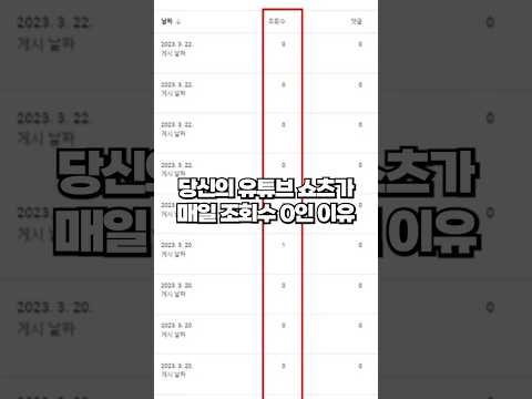 당신의 유튜브 쇼츠가 매일 조회수 0인 이유 (가급적 꼭 보세요)