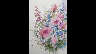 Spring expression of garden flowers! How to paint Watercolor by Hedwig's Art