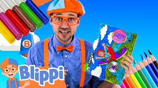 Learn Colors With a Coloring Book! | Blippi's Vehicle Learning Course