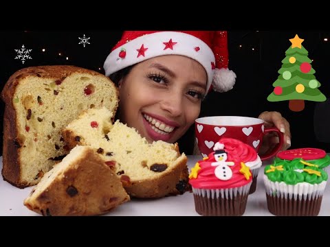 MERRY CHRISTMAS EVERYONE!! ASMR panettone and hot chocolate // Mukbang ASMR 👄