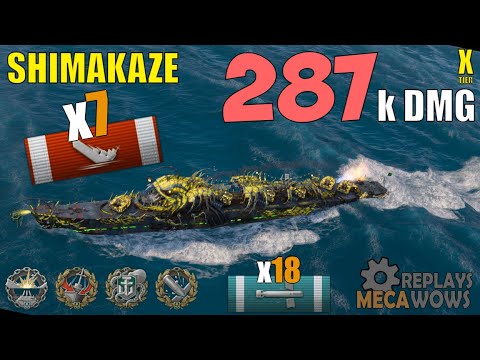 Destroyer Shimakaze 7 Kills & 287k Damage | World of Warships Gameplay