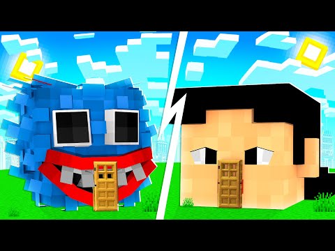 HUGGY WUGGY HOUSE VS SQUID GIRL HOUSE FIGHT!! - Minecraft
