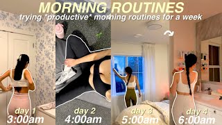 I tried the most PRODUCTIVE morning routines FOR A WEEK🌱 *life changing* waking up at 3am, 4am &5am