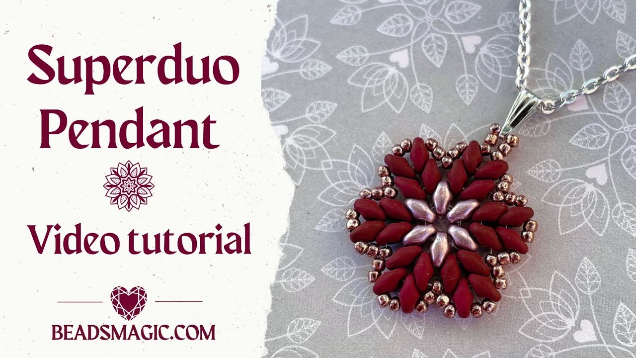 Superduo pendant tutorial. DIY pendant. Beaded pendant tutorial for bead begginers. Flower pendant.