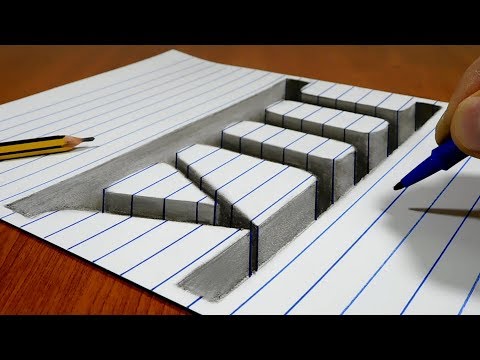 3D Trick Art On Line Paper, Hole Roman numbers VIII