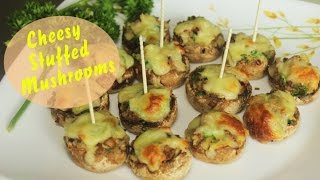 Cheesy Stuffed Mushrooms | Baked Mushroom Appetizer | Easy Party Starter Recipe