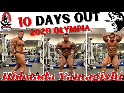 Hidetada Yamagishi posing 10 days out of 2020 Mr Olympia (212 class)