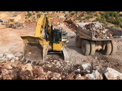 Caterpillar 5090B Shovel Excavator Loading Caterpillar 777 Dumpers - Sotiriadis/Labrianidis Mining