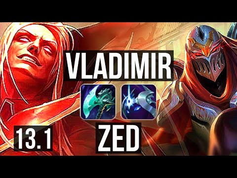VLADIMIR vs ZED (MID) | 7/0/4, 2.3M mastery, 700+ games, Godlike | KR Diamond | 13.1