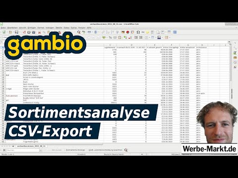 Gambio Sortimentsanalyse: CSV-Export von Verkaufszahlen und Lagerbestand