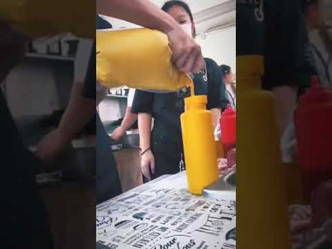 Two Idiots Try To Fill A Mustard Bottle