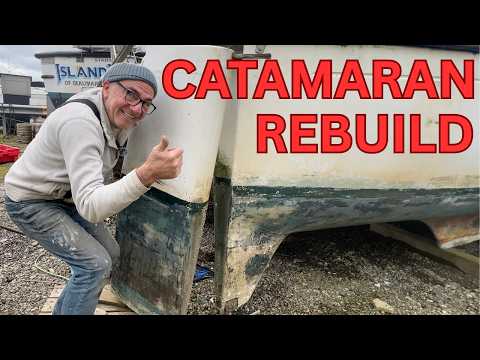 I Bought a Wrecked Catamaran to Sail Around the World! Ep16 RUDDER REMOVAL (PART3)