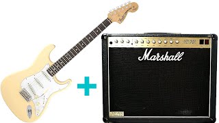 Video thumbnail for Marshall JCM 800 2210 / 4211 2x12 Combo w/ Fender Stratocaster by Hollywood Rare Guitars