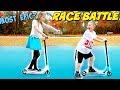 Hope vs Noah Most Epic Race Battle Ever! SuperHeroKids Skits In Real Life w/ Fuzion Scooters