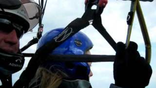 preview picture of video 'Tandem Paragliding with Peak Airsports and passenger, Marie-Claire.'