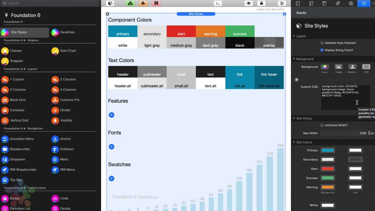 Sites Styles Overview for Foundation 6 Stacks