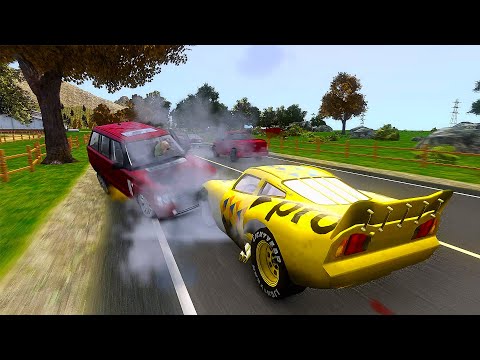 Crazy Lightning McQueen PRO Crashes - GTA 4 Real Car Crashes Ep.48