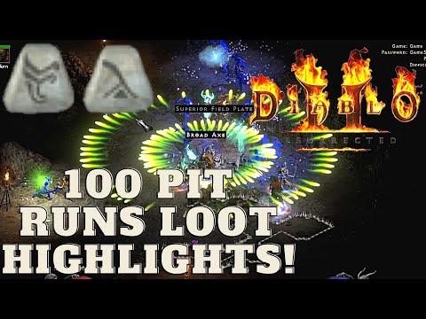 D2R - 100 Pit Runs Loot Highlights (High Rune Drops)