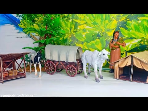 How To Make A Cow Cart / Miniature Village Of Cardboard Diy