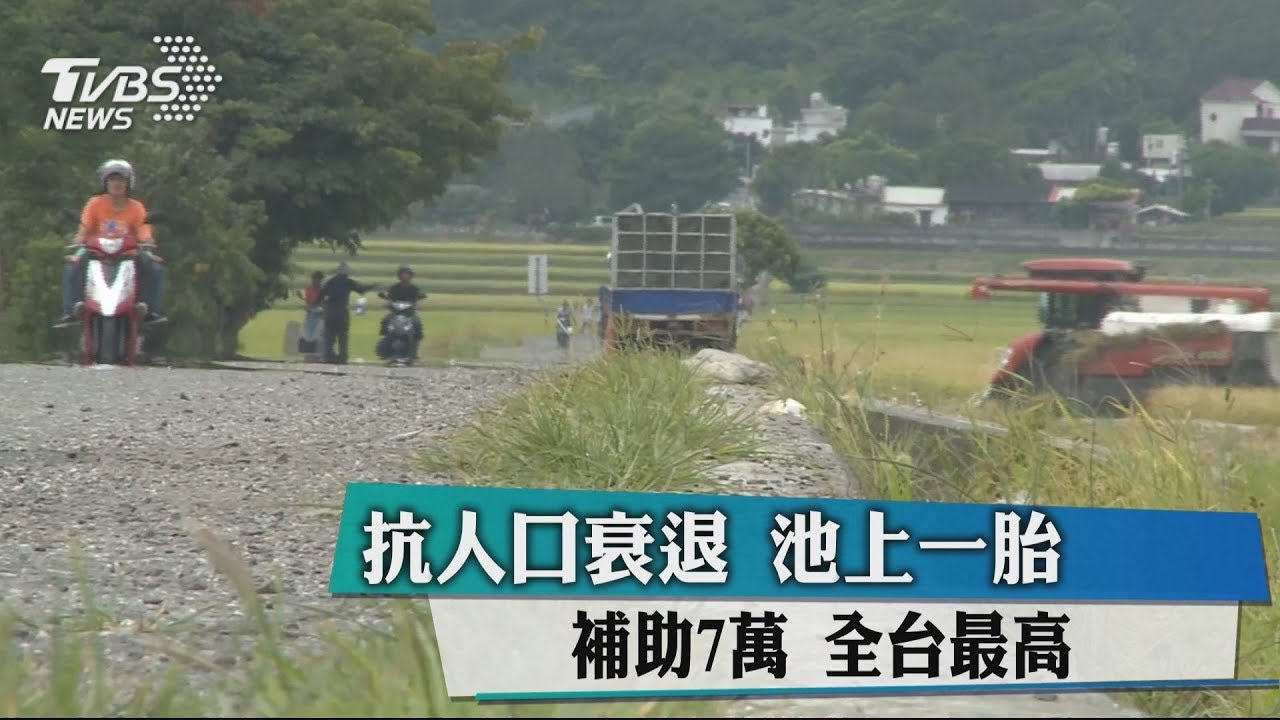 抗人口衰退!池上一胎補助7萬 全台最高