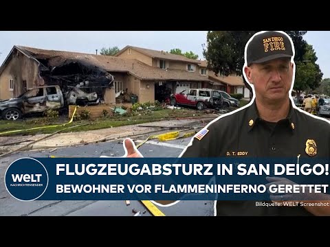 Video Thumbnail: MITTEN IN SAN DIEGO: Flugzeugabsturz im Wohngebiet! Insassen der Cessna 550 tot | Bewohner evakuiert