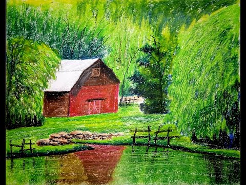Oil Pastel drawing for beginners | Scenery drawing with oil pastels | Oil pastel drawing easy Video