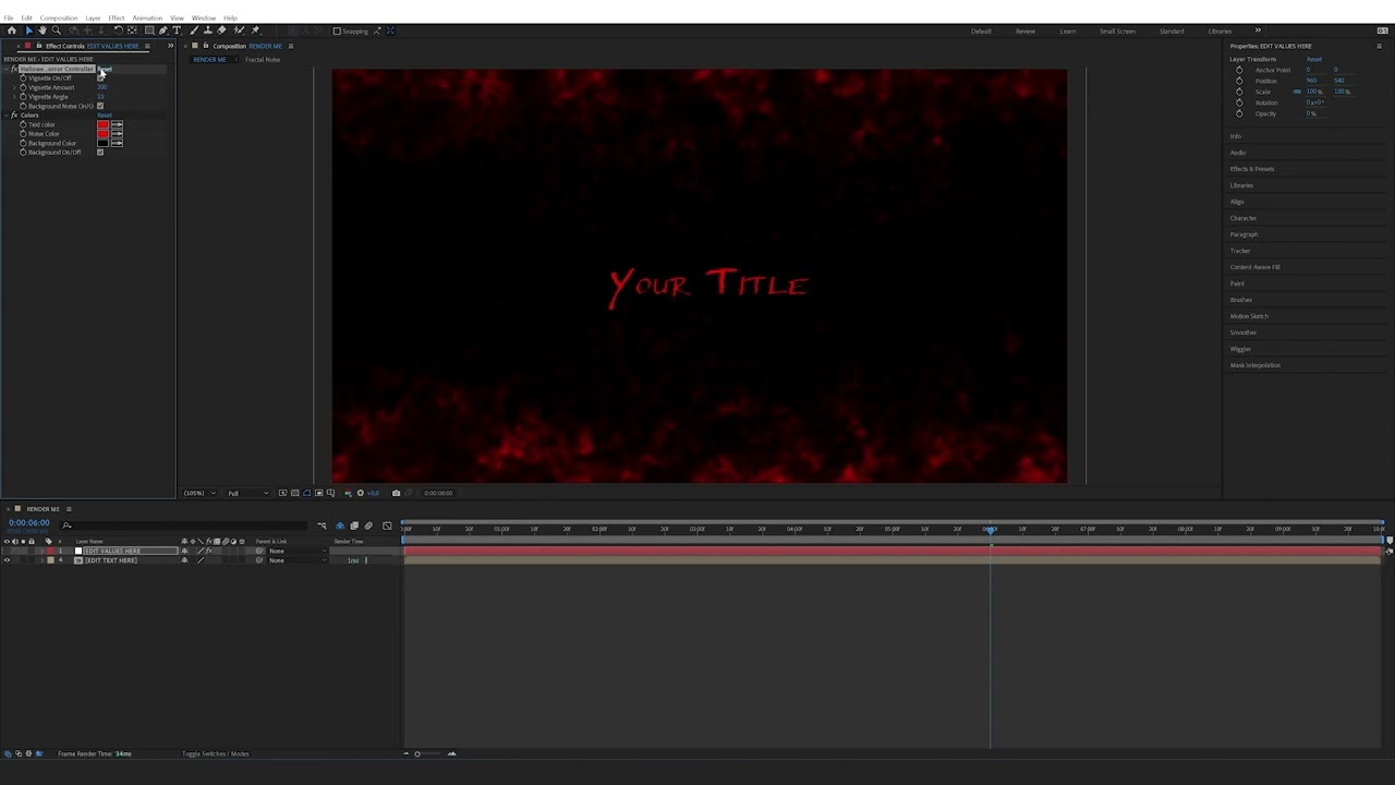 How to edit the Halloween Movie Intro Title in After Effects