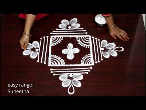 Creative 3x3 dots muggulu rangoli by Suneetha || Latest Lotus rangoli & kolam designs