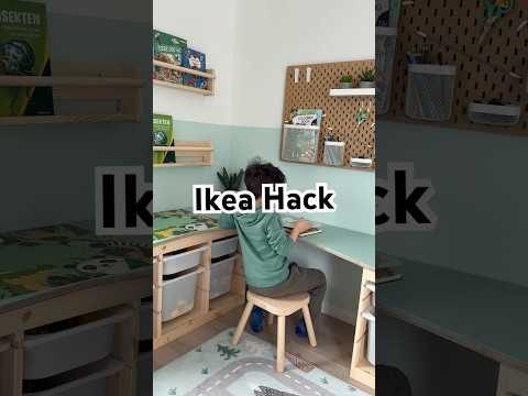 Wir lieben unseren Eckschreibtisch! Zwei Trofast Regale und eine angepasste Tischplatte. #ikeahack