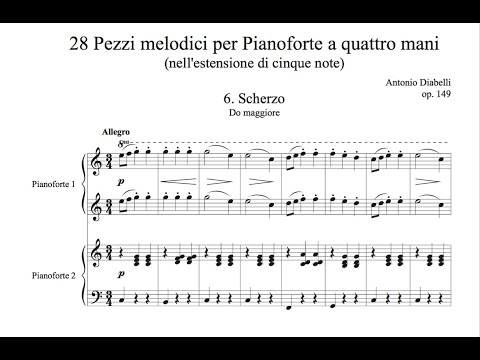 A. Diabelli - 6. Scherzo from "28 pezzi melodici" for Piano four hands (score)