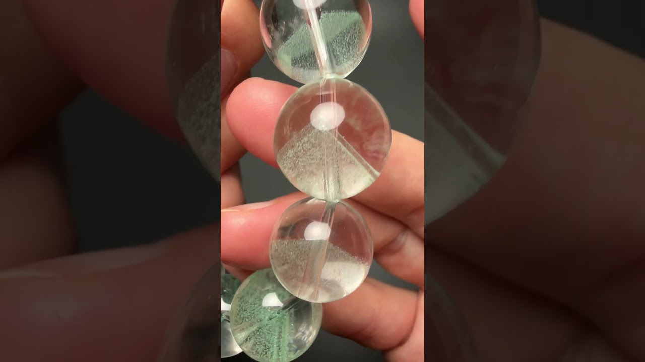 [超激レアサイズ！高品質++]マダガスカル産グリーンファントムクォーツブレスレット（約18.5mm大玉！）★現品動画あり-slide-youtube