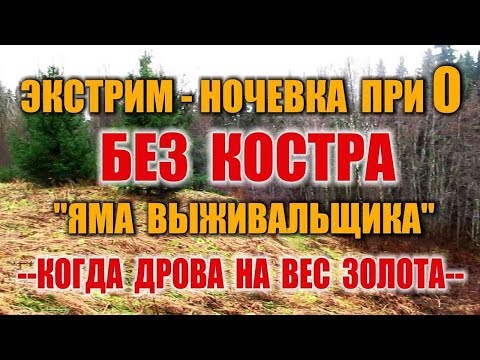 НОЧЕВКА В ЛЕСУ БЕЗ КОСТРА. Выживание в лесу. Ночевка в тайге на мокрых дровах. Яма выживальщика.