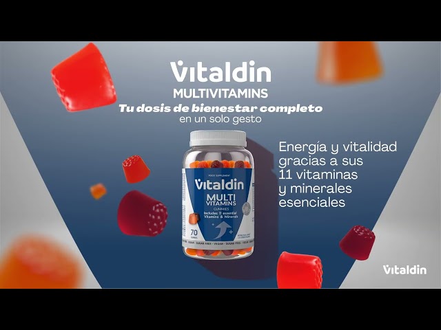 Vídeo relacionado con VITALDIN Multivitaminas gummies - Complemento Alimenticio para Mujer y Hombre Adulto con 11 Vitaminas & Minerales - 70 gominolas (suministro para 1 mes), sabor a Frutas - Vitalidad & Inmunidad