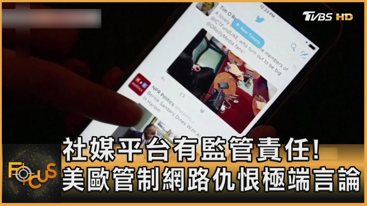 社媒平台有監管責任!美歐管制網路仇恨言論