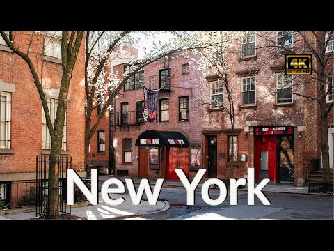 Walking NYC [4K] : West Village and Greenwich Village Springtime