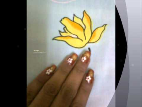 Shilpi Nail designs-001 flowers in acrylic colors..(Indian Nail Design Channel By SHILPI )