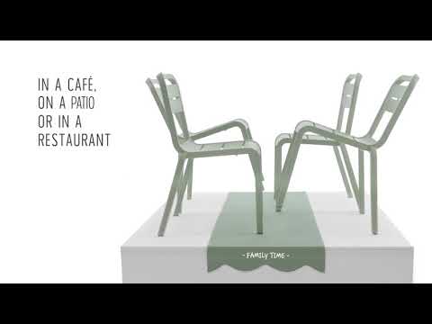 Cannes Stacking Chair, indoor/outdoor dining, UV resistant, recyclable, sage green, Made in France (price per each, packed 4 per case)