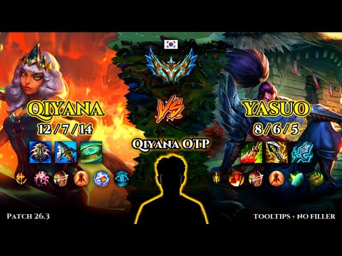 Best Qiyana OTP | Qiyana MID vs Yasuo | Patch 26.3 | 2026-02-04 | KR CHALLENGER