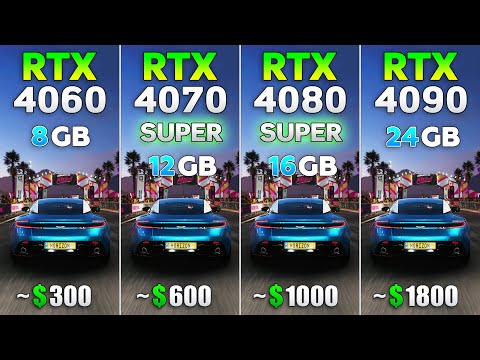 RTX 4060 vs RTX 4070 SUPER vs RTX 4080 SUPER vs RTX 4090 - Test in 8 Games
