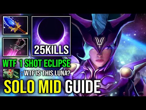 HOW TO SOLO MID LUNA 1 Shot Eclipse Unlimited Lucent Beam 100% Magical Spell Caster Carry Dota 2