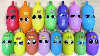 ASMR Clear Slime Mixing with Funny Balloon Characters, Glitter Pops #49