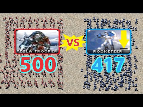 Ground Rocketeers vs Tesla Troopers - Same Cost - Red Alert 2