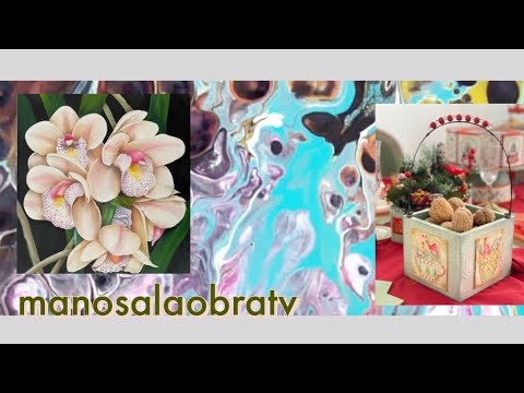 ManosalaObraTv 2021 Prog 39 Pouring  Arte Fluido  Mesa Navideña Platos Decorados  Pintar Flores Oleo