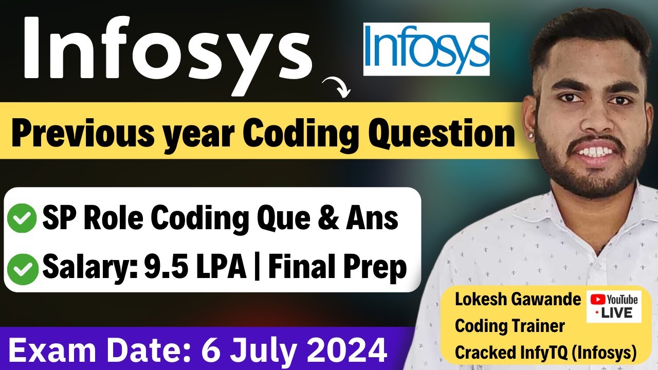 Infosys Specialist Programmer Previous Year Coding Question & Solution | Final Preparation
