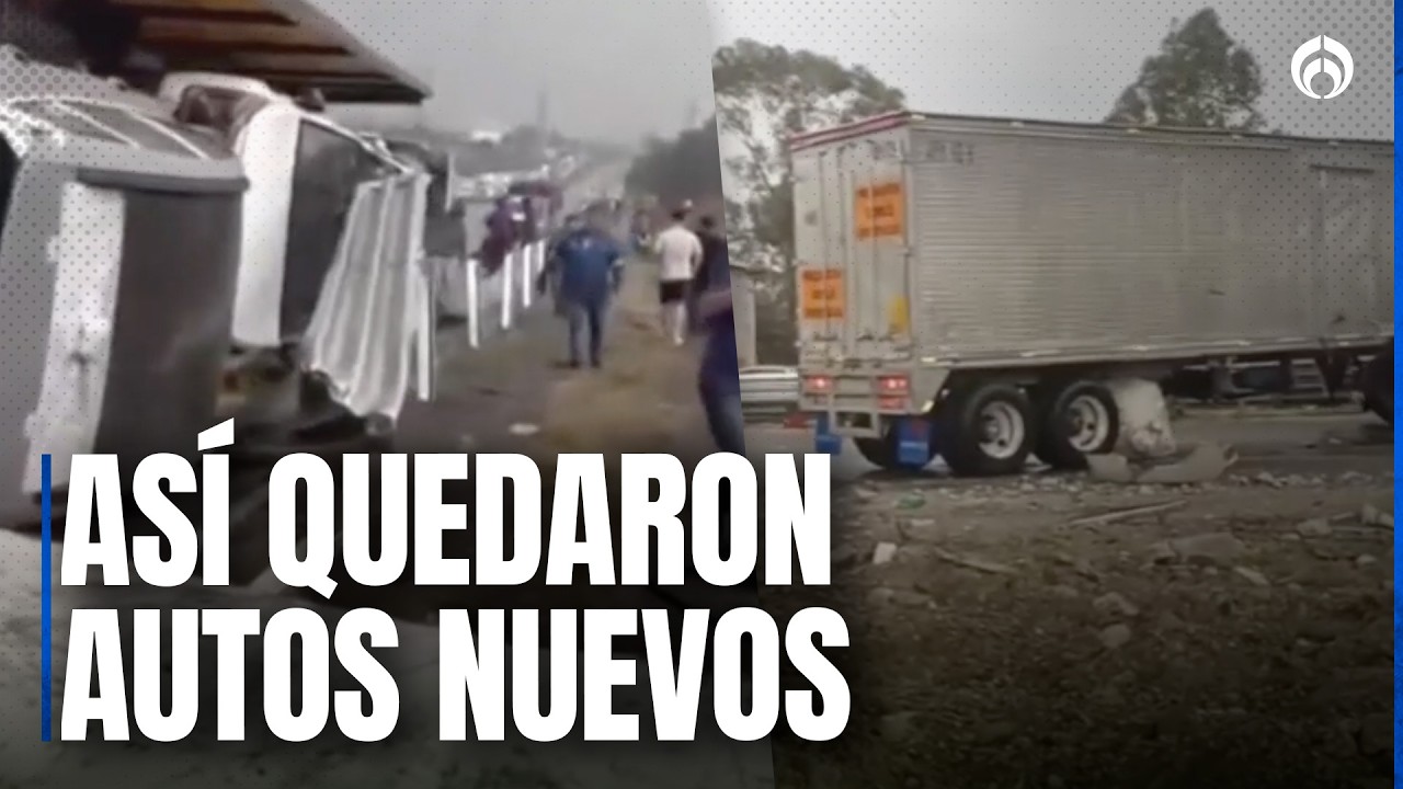 Aparatosa carambola entre tráileres y autos paraliza la México-Querétaro