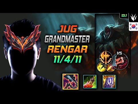 GrandMaster Jungle Rengar Build Goredrinker Conqueror - Rengar Jungle vs Graves - LOL KR 13.1