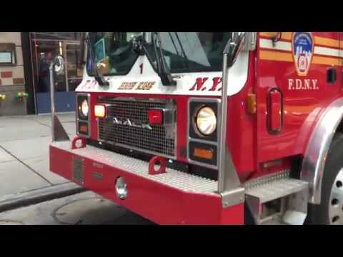 WALK AROUND OF FDNY HIGH RISE UNIT 1 AT 10-77 FIRE ON W. 57TH ST. IN MIDTOWN, MANHATTAN, NEW YORK.